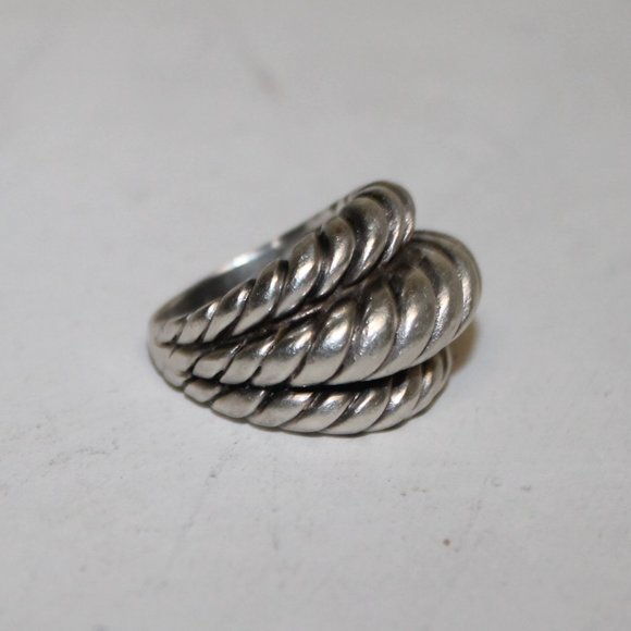925 Silver Thick Heavy Triple Wide Cable Band Designer Ring - Picture 4 of 7